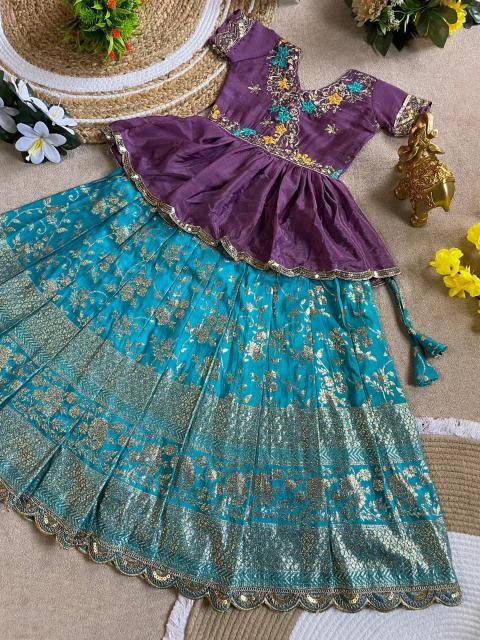 Peplum Chinnon Silk Blue Latest trends in kids fashion in Mumbai